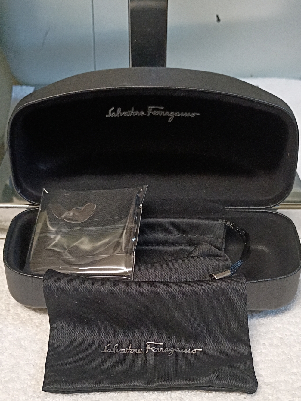 Salvatore Ferragamo Black Eyewear Case with Soft Pouch